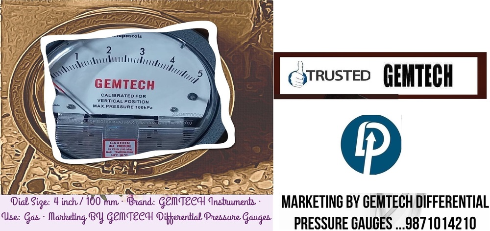 Popular Cities GEMTECH Differential Pressure Gauge Wholesalers for Mumbai
