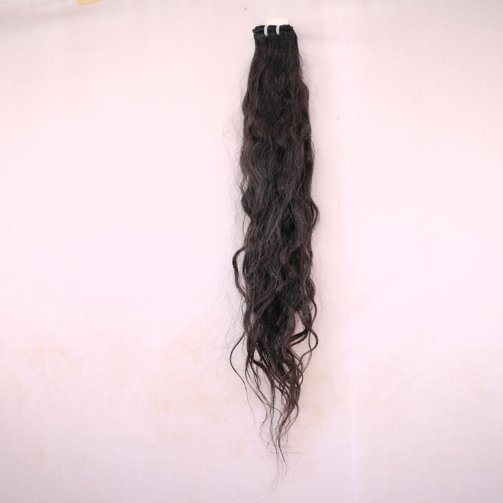 Natural Raw Indian Temple Hair Silk Straight 3 Bundles Wavy Weft Extensions (16