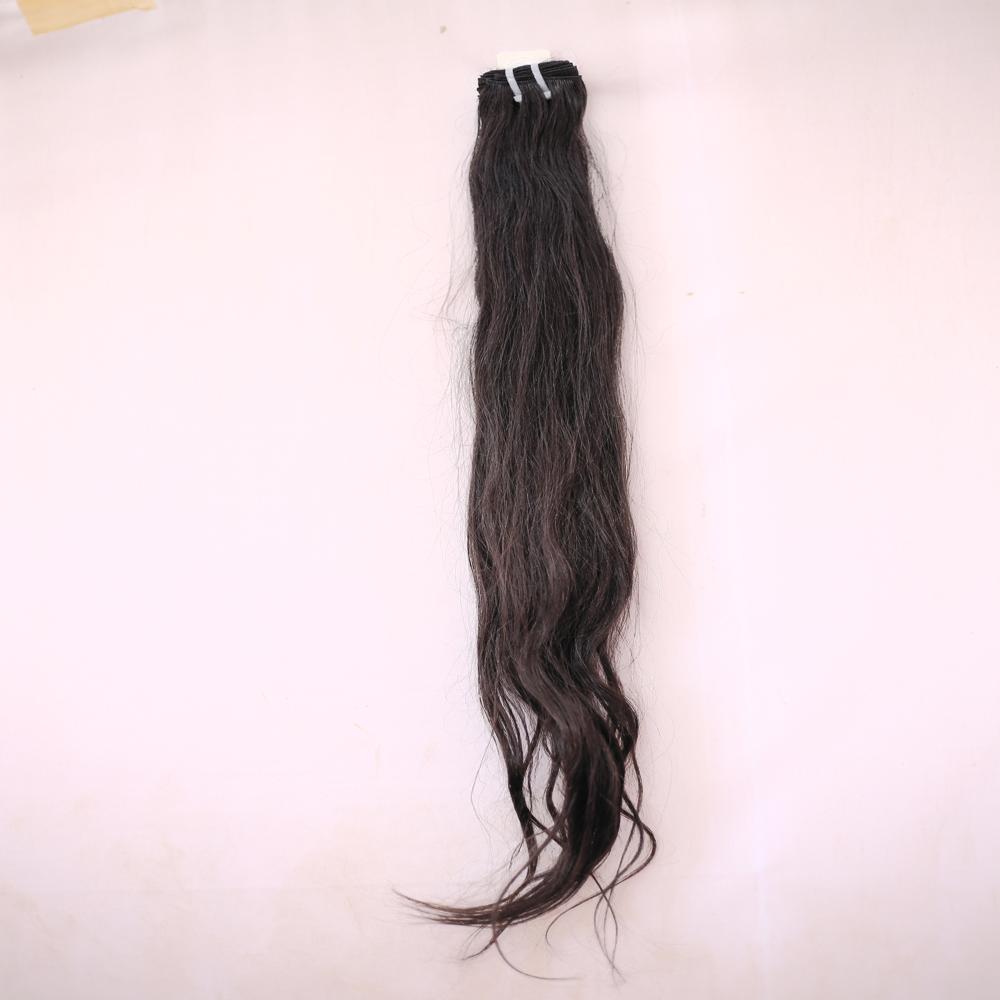 Natural Raw Indian Temple Hair Silk Straight 3 Bundles Wavy Weft Extensions (16