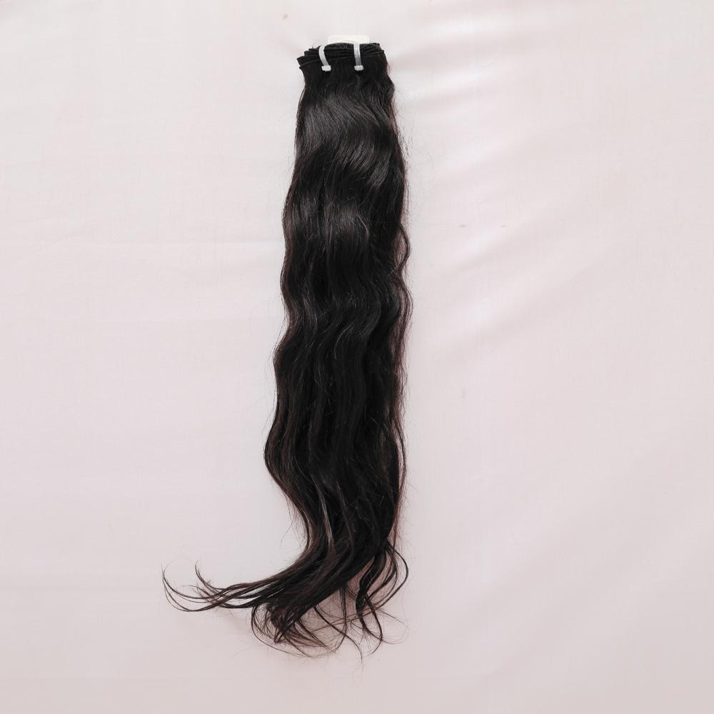 Natural Raw Indian Temple Hair Silk Straight 3 Bundles Wavy Weft Extensions (16