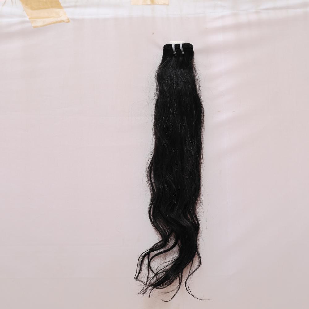 Natural Raw Indian Temple Hair Silk Straight 3 Bundles Wavy Weft Extensions (16