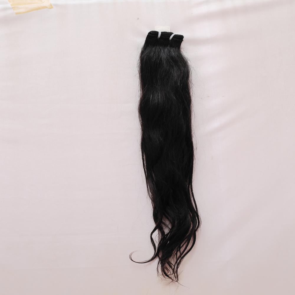 Natural Raw Indian Temple Hair Silk Straight 3 Bundles Wavy Weft Extensions (16