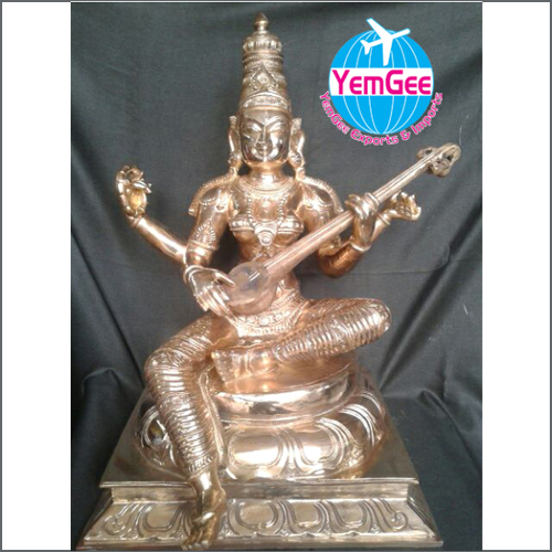 Panchaloha Saraswathi Idol - Color: Golden