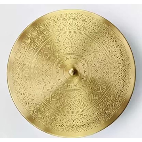 Pure Brass Mandala Etching Design Spice Box With 7 Bowls Spoon And Knobe - Color: Golden