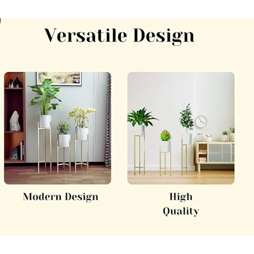 Metal Indoor White Planter Set