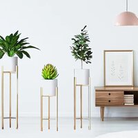 Metal Indoor White Planter Set