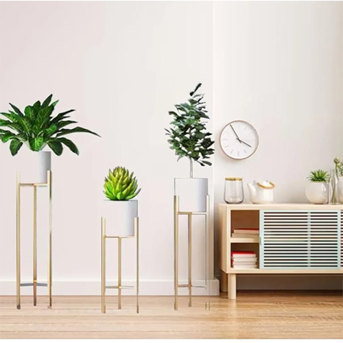 Metal Indoor White Planter Set