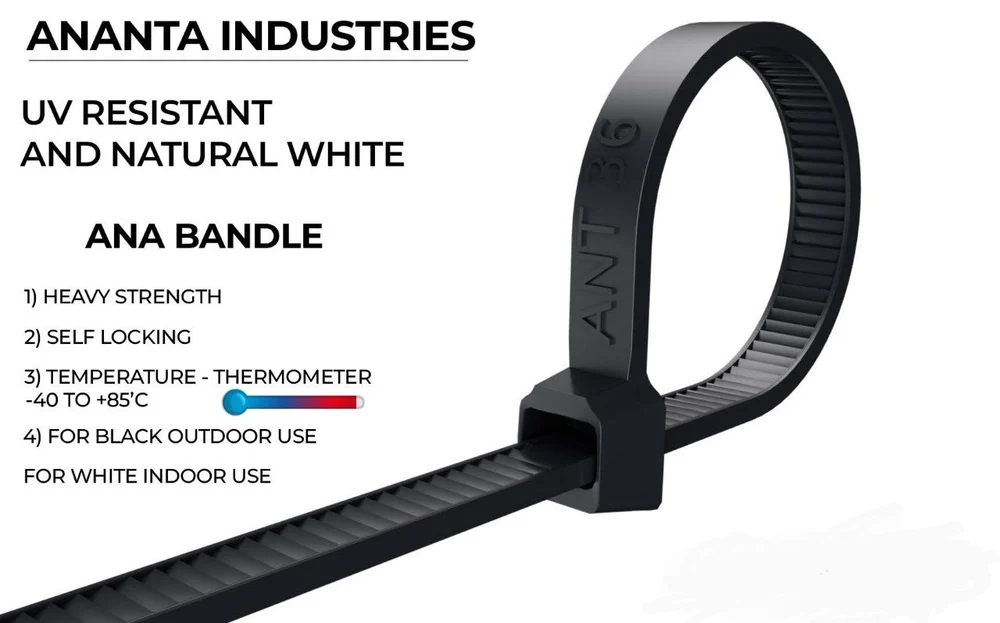 550x7.6mm Black Cable Tie - Application: For Bundling Wires