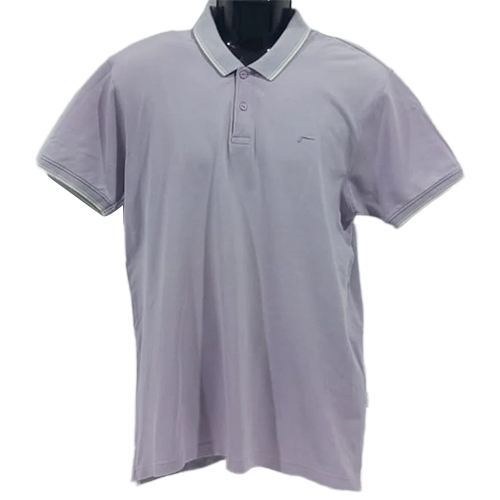 Lavender Color Men Cotton Polo T Shirt - Color: Grey
