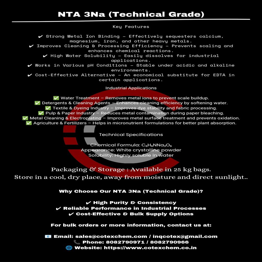 Nta Trisodium Salt (Nta 3na) - Grade: Technical