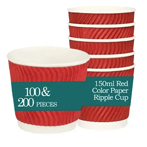 150ml Red Colour Paper Ripple Cup for Both Indoor and Outdoor Events