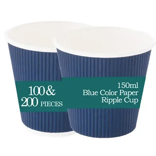 150Ml Blue Colour Paper Ripple Cup For Both Indoor And Outdoor Events - Color: White