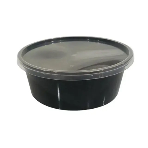 50pcs 300ml Plastic Black Round Container with Lid