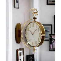 Hzxzb Dual Dial Hanging Clock - Color: Brown Golden