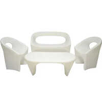 Lounge Set (1 Oval Table, 1 Double Seater Sofa & 2 Chairs A   With Led) - Assembly: No Assembly Required