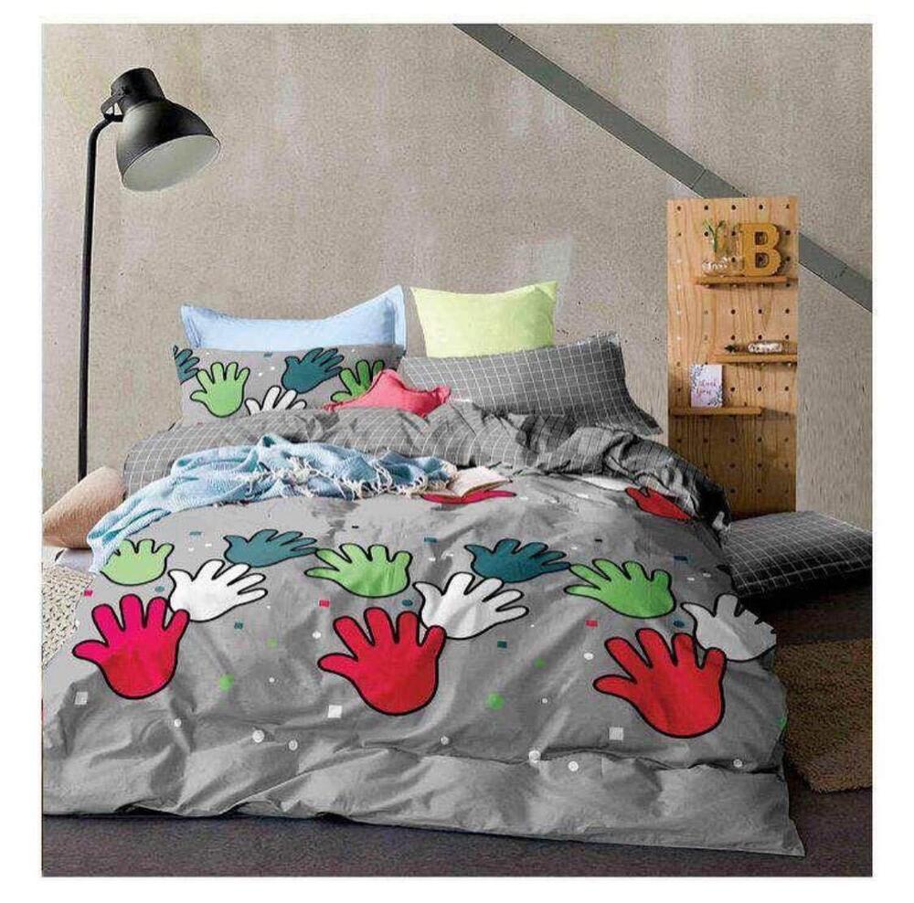 Kids Double Bed Bedsheet Set - Glace Cotton Fabric, Queen Size, Colorful Trendy Printed Design | Skin Friendly, Durable, Easy To Wash