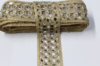 Fancy Golden Colour Mirror Lace