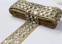 Fancy Golden Colour Mirror Lace