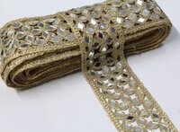 Fancy Golden Colour Mirror Lace