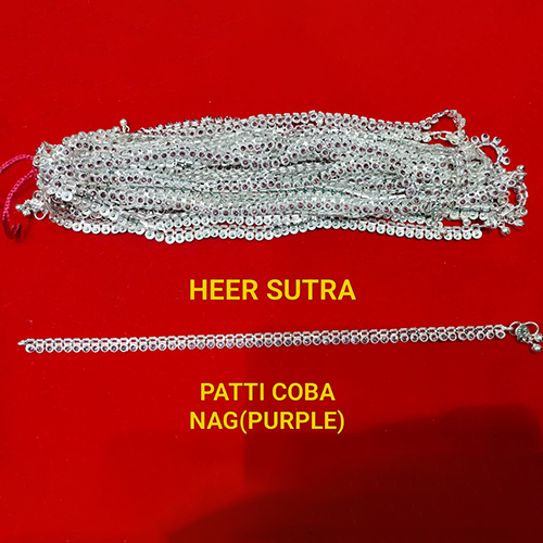 Purple Patti Coba Nag Silver Plated Anklet