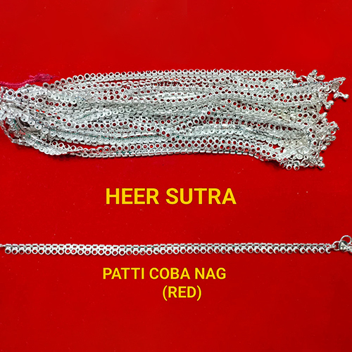 Red Patti Coba Nag Silver Plated Anklet