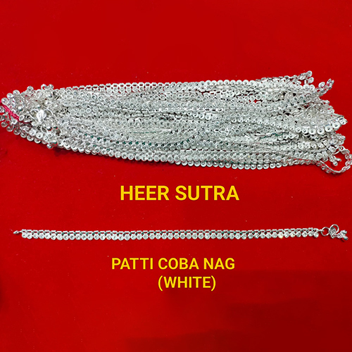 White Patti Coba Nag Silver Plated Anklet