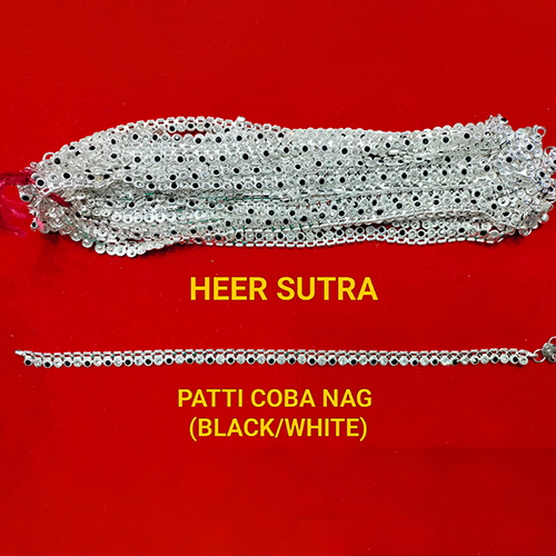 Black And White Patti Coba Nag Silver Plated Anklet