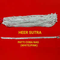 White And Pink Patti Coba Nag Silver Plated Anklet