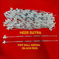 Black And Red Pipe Ball Meena Silver Plated Anklet