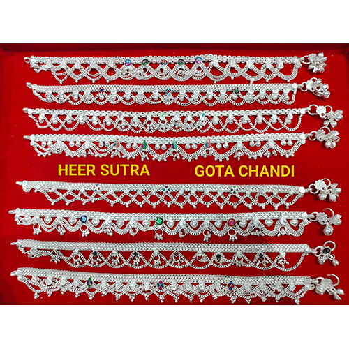 Gota Chandi / White Metal Silver Plated Payal