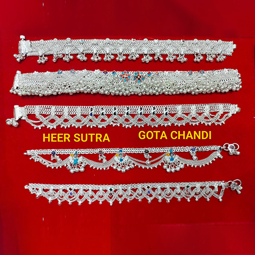 Gota Chandi / White Metal Silver Plated Payal - Gender: Women