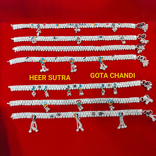 Gota Chandi / White Metal Silver Plated Payal - Gender: Women