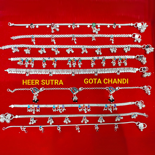 Gota Chandi / White Metal Silver Plated Payal - Gender: Women