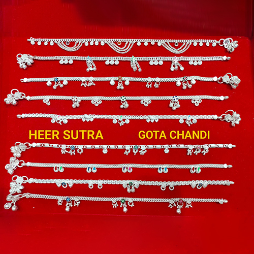 Gota Chandi / White Metal Silver Plated Payal - Gender: Women