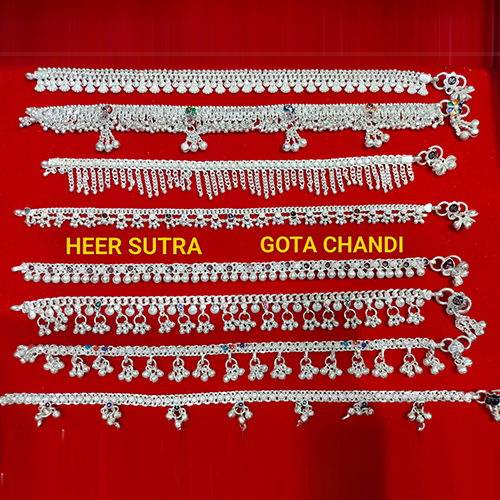Gota Chandi / White Metal Silver Plated Payal - Gender: Women