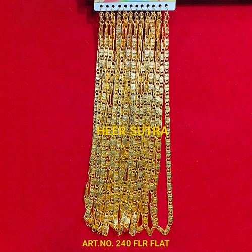 Art No 240 Flr Flat Gold Plated Chain - Color: Golden