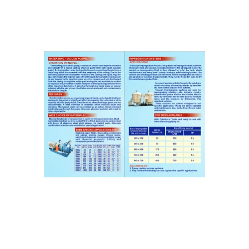 Single Stage Water Ring Vacuum Pumps