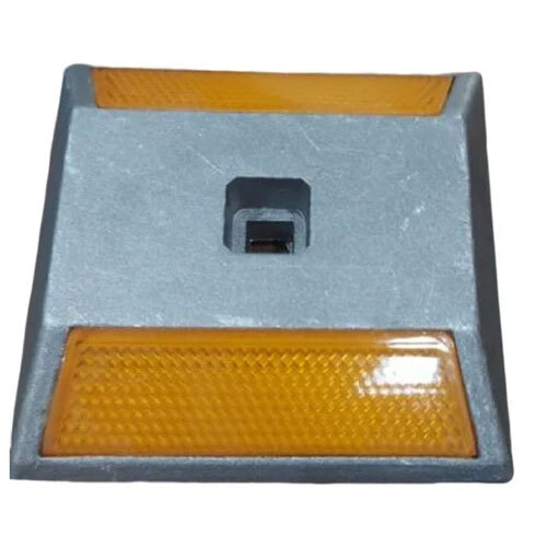 Aluminium Square Road Stud - Color: Silver And Orange