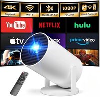 Mini Home 4k Projector Android 11 - Color: White
