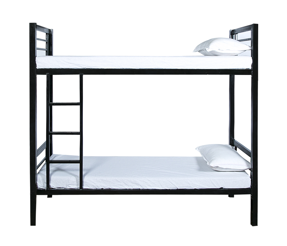 Hostel Bunk Bed - Iron Construction, Non-foldable Design, Classic Black Finish | Durable, Water-resistant, Indian-style Aesthetic