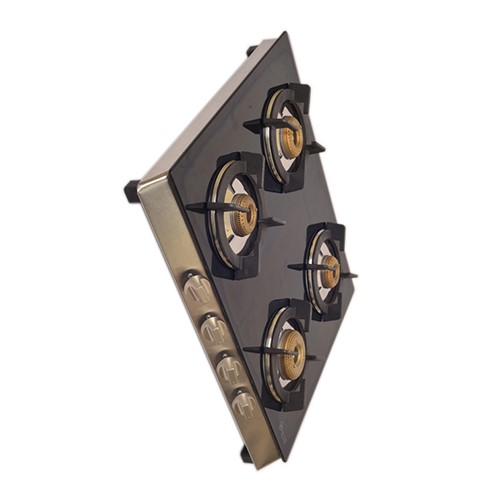 4 Burner Glass Kaff Black Gas Stove