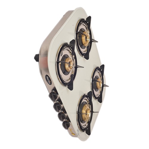 4 Burner Glass Elegant White Gas Stove