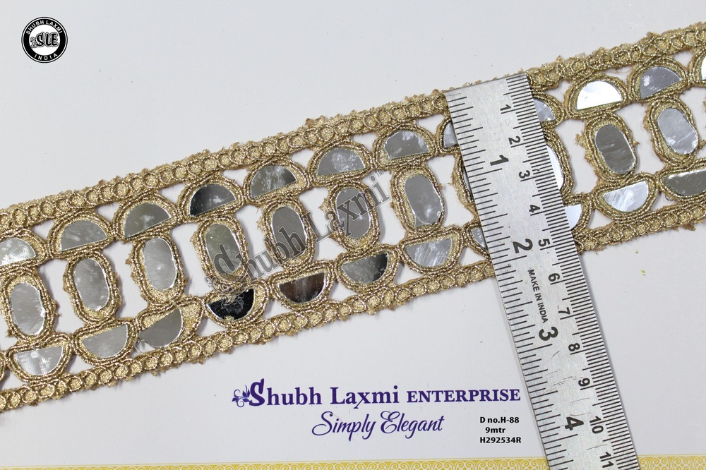 Designer Golden Colour Mirror Lace