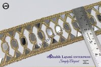 Golden Fanncy Zari And Mirror Lace