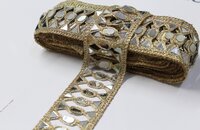 Golden Fanncy Zari And Mirror Lace