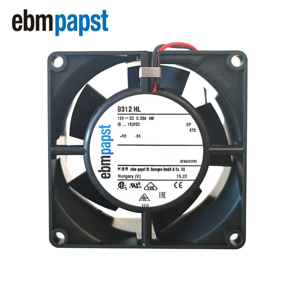 ebmpapst 8312HL 80*80*32mm 12V DC 4W 5.8A 39.4 CFM 4200RPM Ball Bearing 43dBA Medical Equipment Inverter Axial Cooling Fan