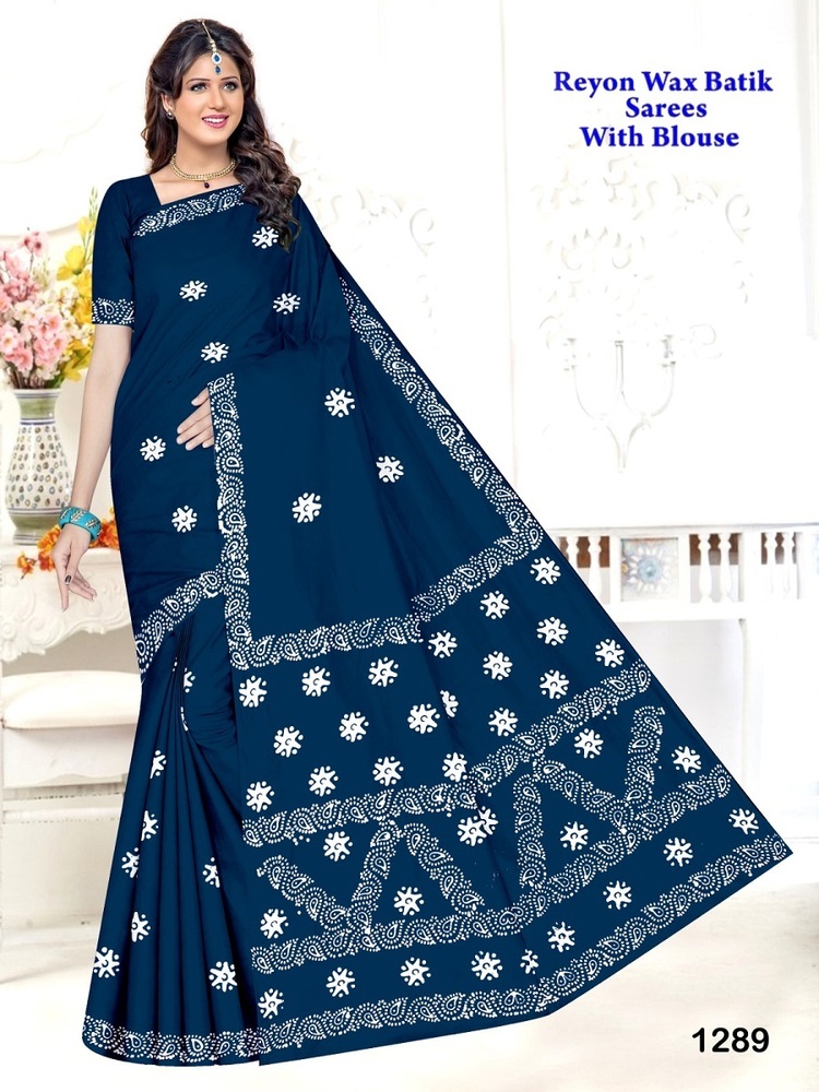 Rayon Wax Batik A Rayon Saree - Feature: Washable