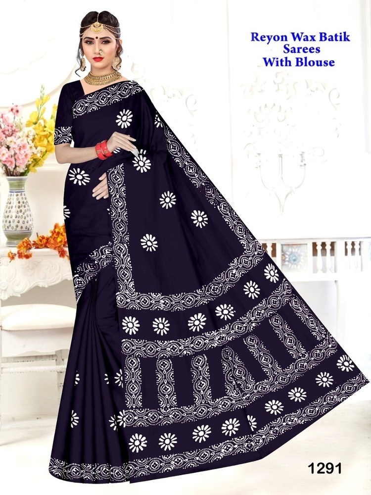 Rayon Wax Batik A Rayon Saree - Feature: Washable
