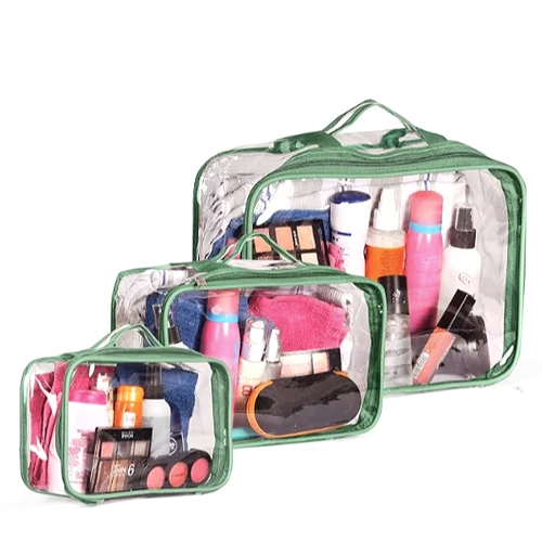 3Pcs Toiletry Bag With Zipper Travel Luggage Pouch - Color: Transparent