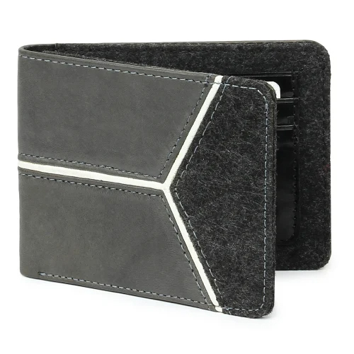 Men Leather Wallet - Color: Grey And Black